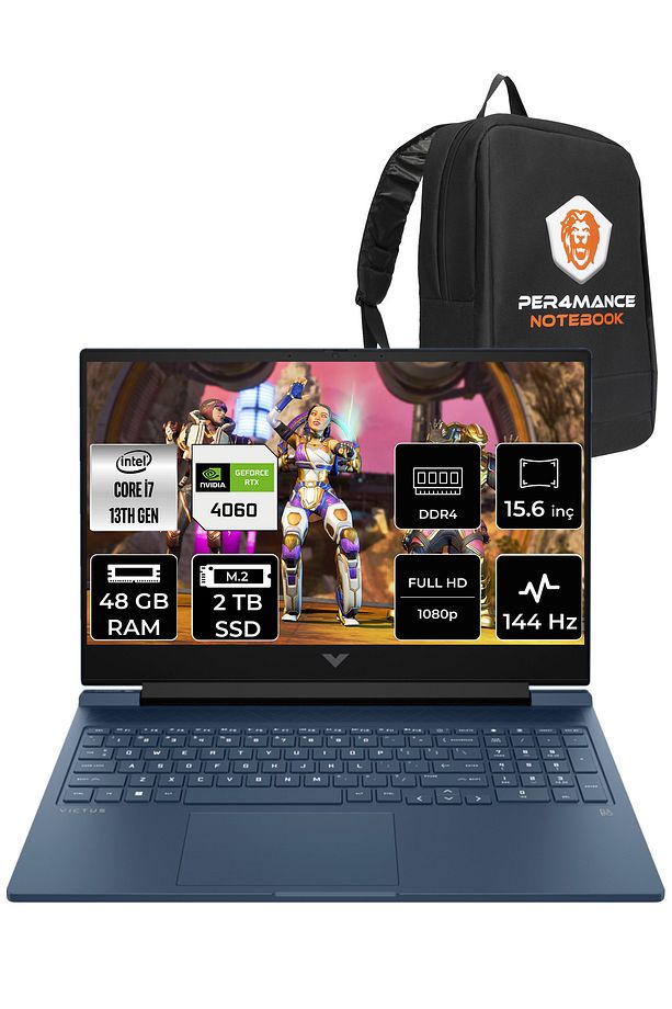 Victus 15 i7 13700H 48GB RAM 2TB SSD RTX4060/12GB 144Hz 15.6'' FHD FDOS 8U844EA & PER4 ÇANTA - 1
