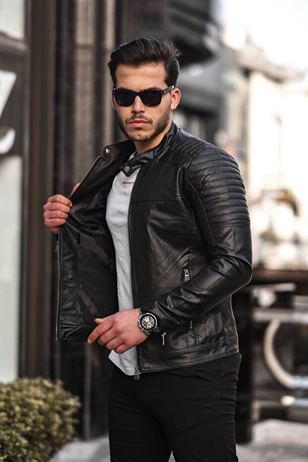 suni deri erkek ceket - 4