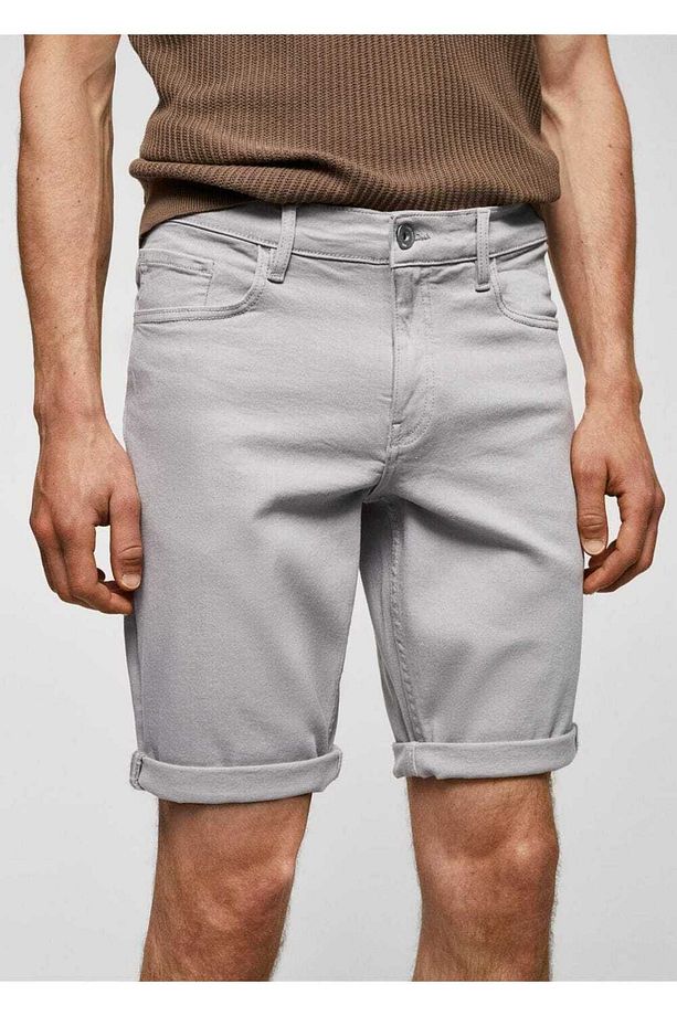 Slim fit kot bermuda şort - 8