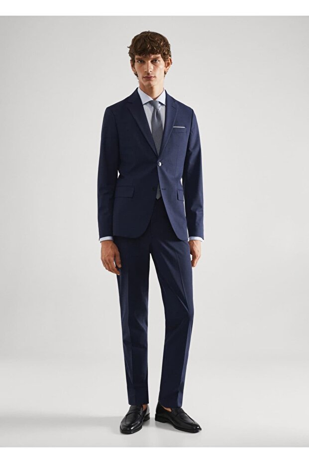 Checkered Slim Fit Wool Blazer Jacket - 2