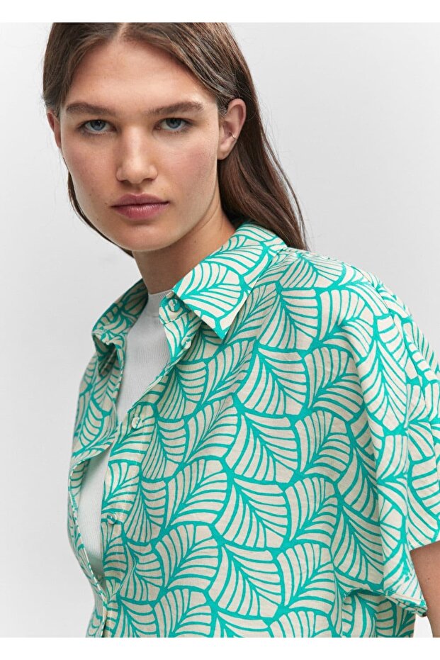 Düğmeli desenli gömlek - 6