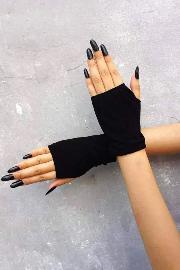 Düz Siyah Parmaksız Eldiven - 1