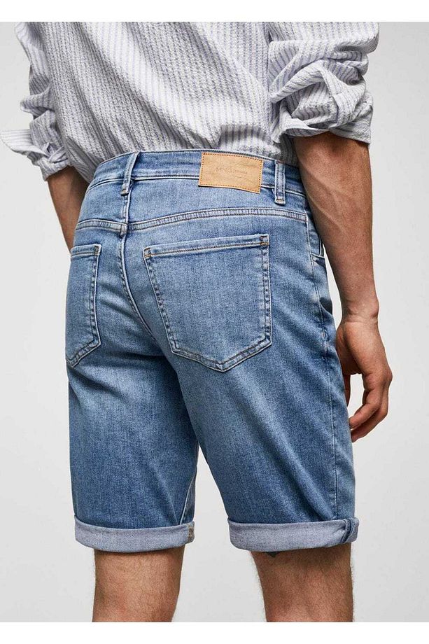 Slim fit kot bermuda şort - 7