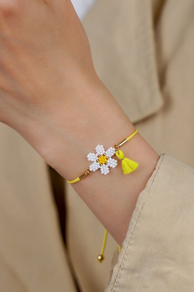 - Ka-008 Miyuki Daisy Bracelet - Handmade