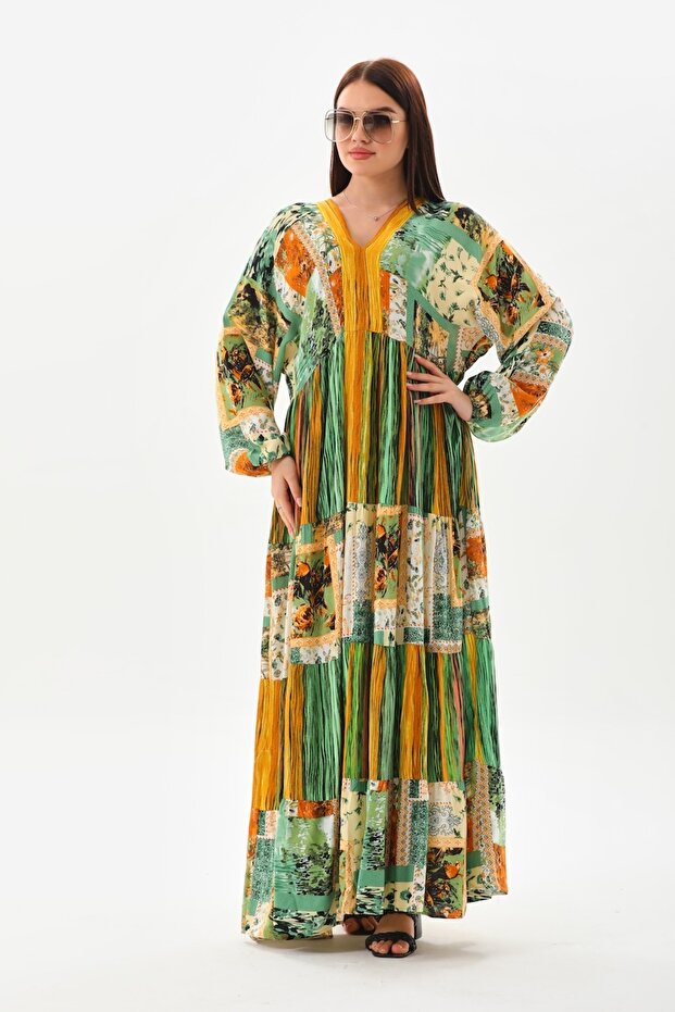 Ολόσωμο φόρεμα patchwork - 4