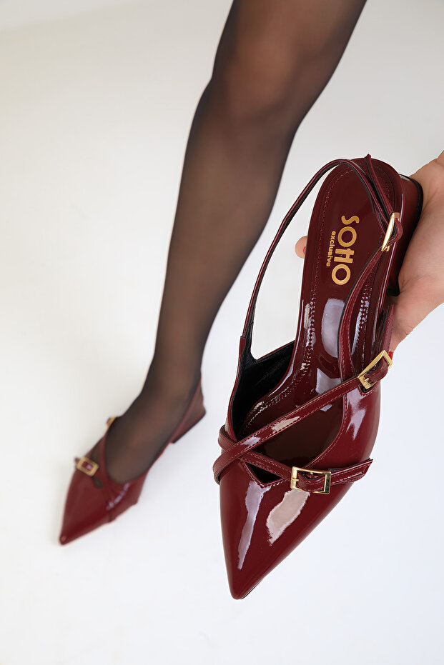 Claret Red lakkbőr női klasszikus sarkú cipő 19067 - 3