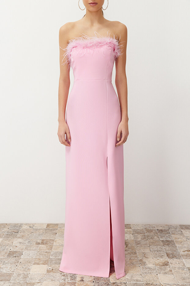 Rochie de seara cu detaliu Otrish roz deschis - TPRSS22AE0095 - 4