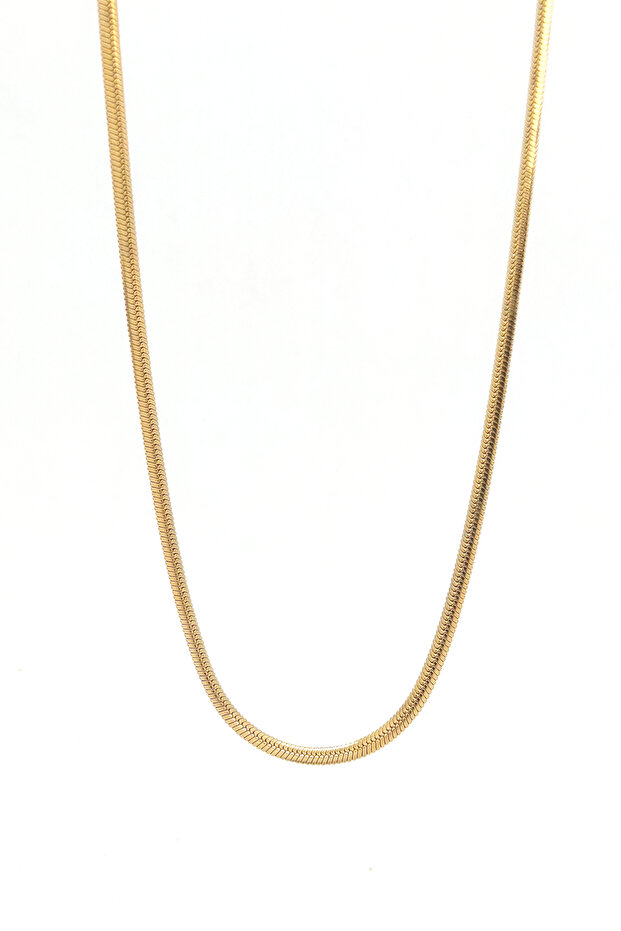 Flat Snake Italian Chain Stainless Steel Necklace Gold Color - 2 mm