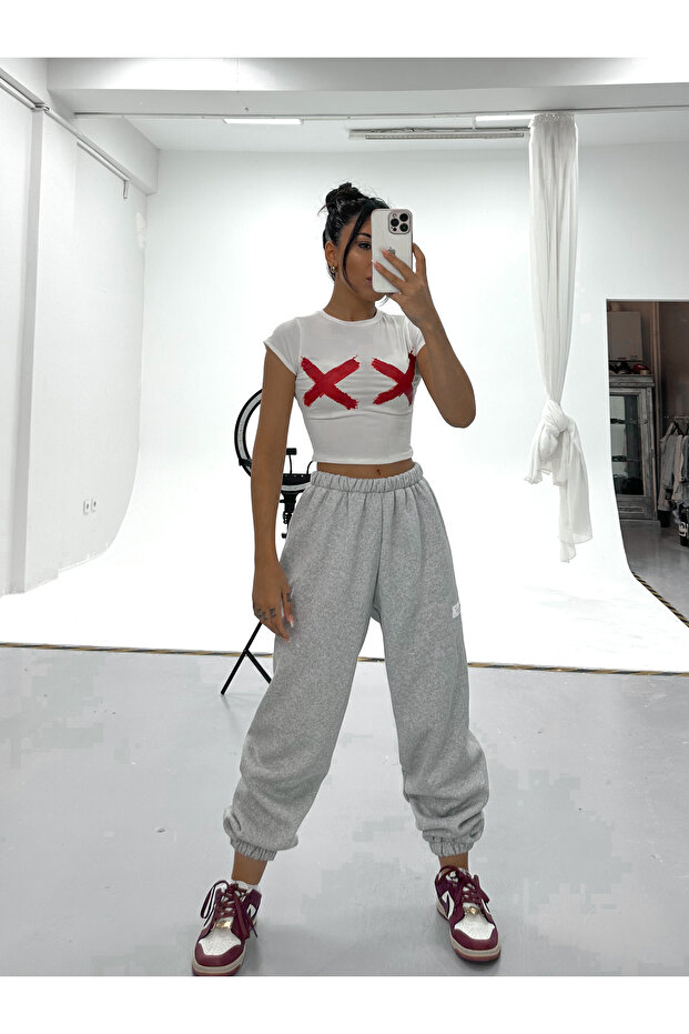Özel Tasarım Basic X Crop Tshirt - 3
