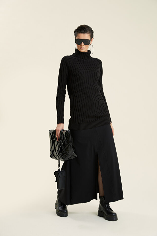 Boğazlı Triko Bluz - 1