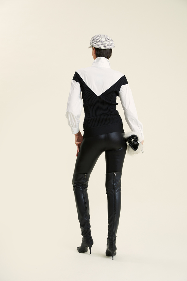 Triko Detaylı Poplin Gömlek - 2