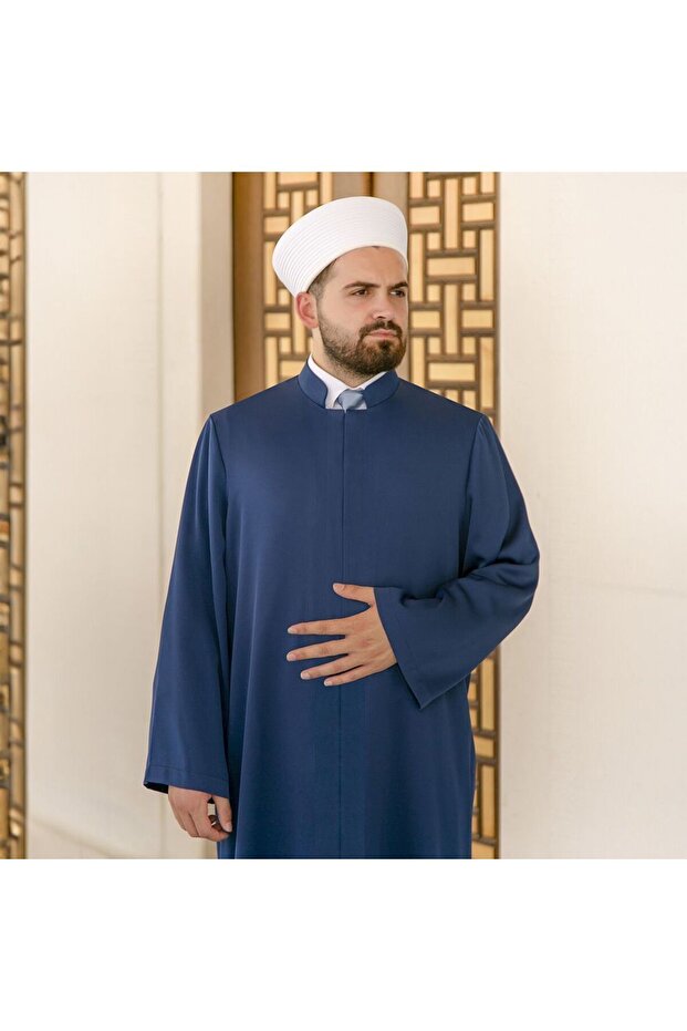 Siraç Hakim Collar Navy Blue Plain İmam Cube