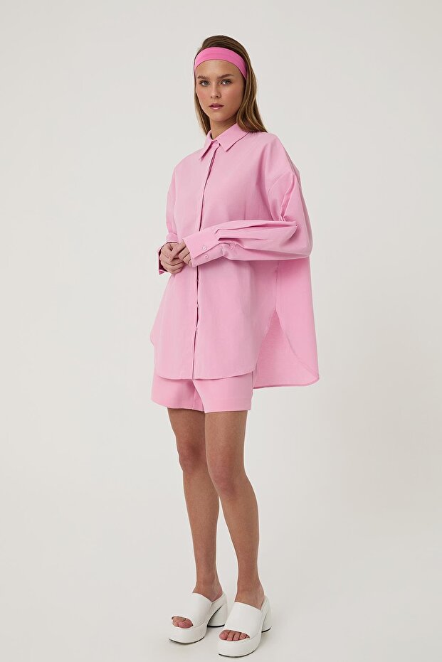 Oversize Gömlek Pembe - 4