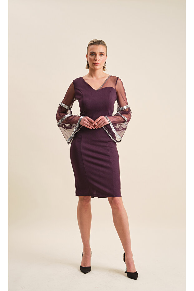 Taş İşlemeli Abiye Elbise - 1