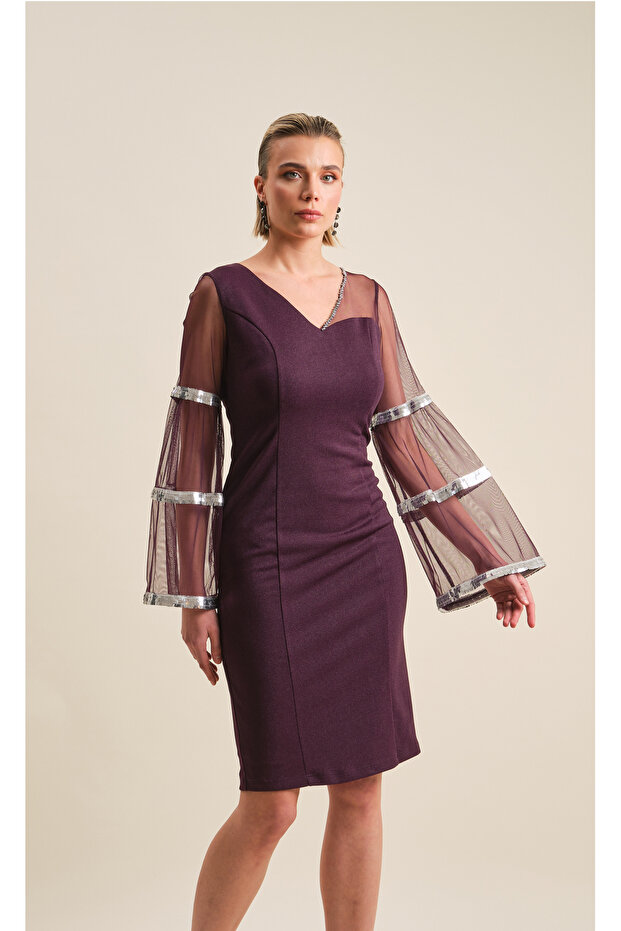 Taş İşlemeli Abiye Elbise - 2