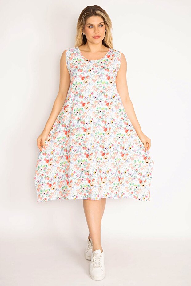 Dámské velké barevné šaty s květinovým vzorem 65n35199 - 1