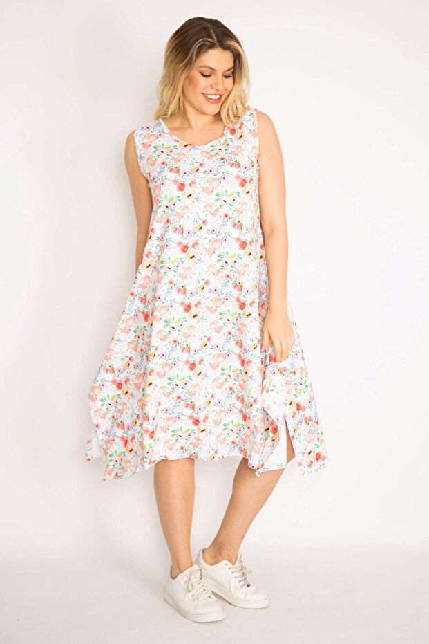 Dámské velké barevné šaty s květinovým vzorem 65n35199 - 2