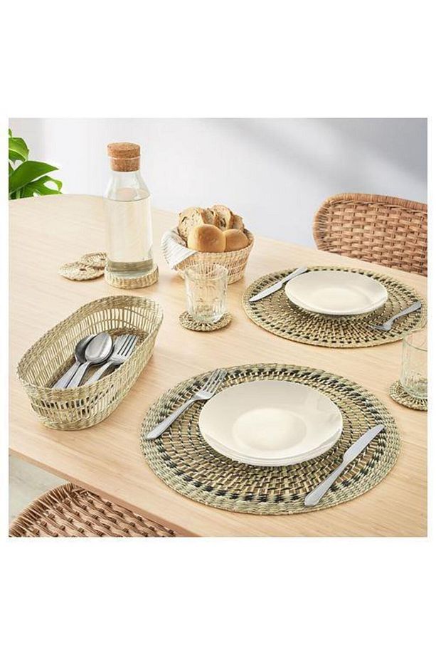 6 Adet Amerikan Servis, Natürel Meridyendukkan 37 Cm Rattan-yuvarlak-dekoratif Servis - 6