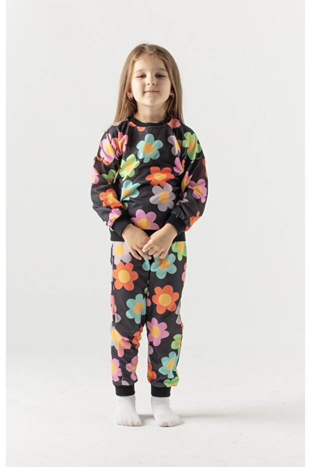 Seasonal Printed Bottom Top Girl's Double Suit