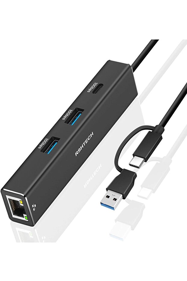 Macbook Ipad Uyumlu Alüminyum Type c USB 3.1 Hub 10 Gbps RJ45 Gigabit Ethernet 1000 Mbps - 3