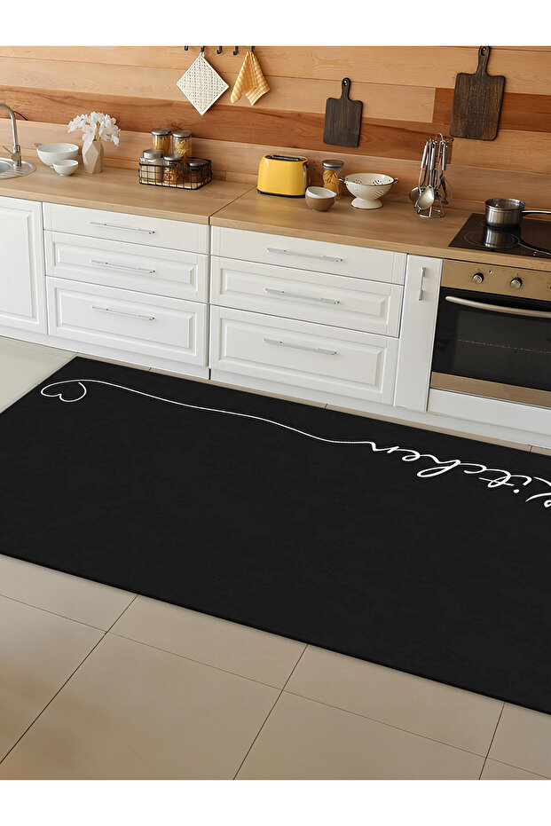 Makinede Yıkanabilir Kaymaz Taban Leke Tutmaz Dijital Baskı Mutfak Halısı - 2