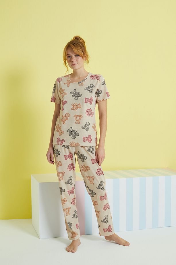 çok renkli Örme Pijama Takım - 2