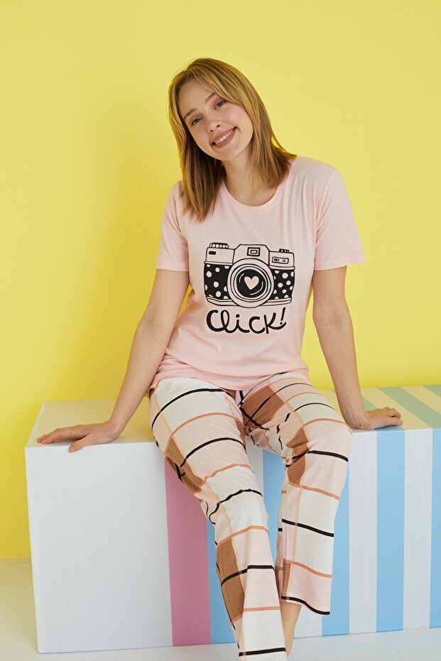 çok renkli Örme Pijama Takım - 1