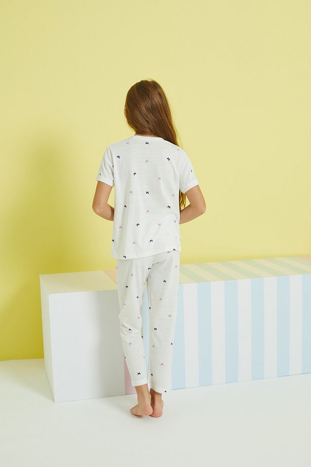 ekru çok renkli Örme Pijama Takım - 5