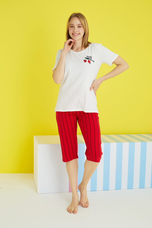 Multicolored Knitted Capri Set - 2