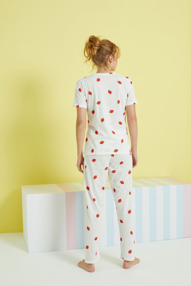 ekru çok renkli Örme Pijama Takım - 3
