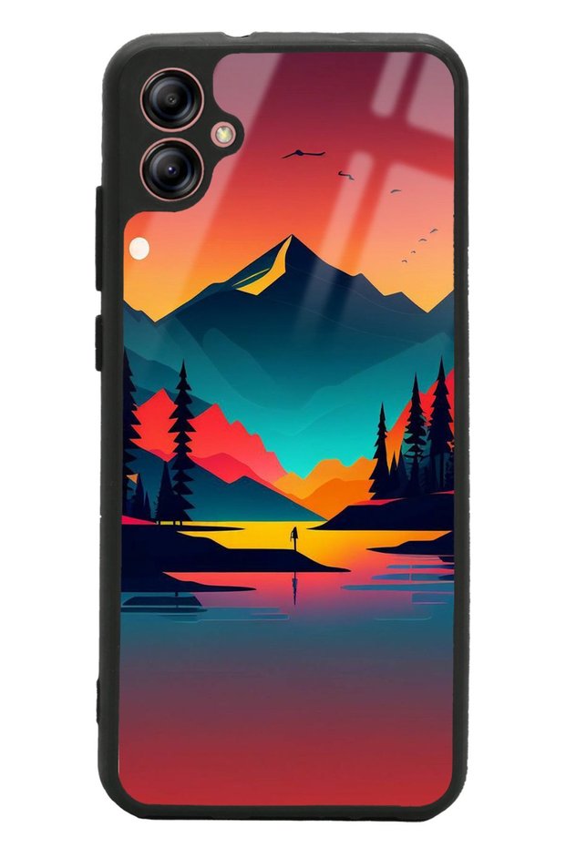 Samsung A04E Glossy Phone Case with Sunset Design