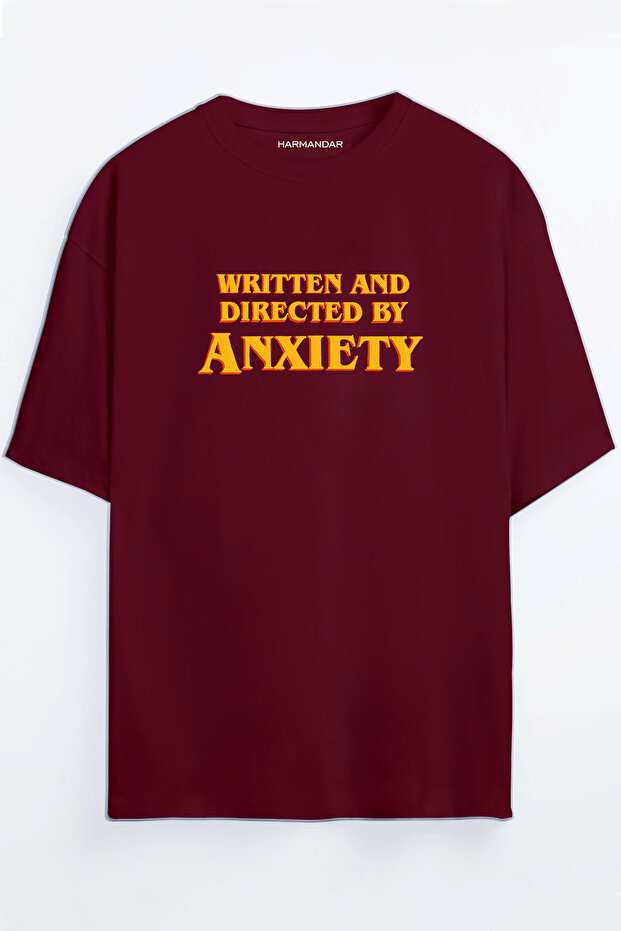 Anxiety Printed Unisex Black - White - Orange - Beige Oversize T-shirt