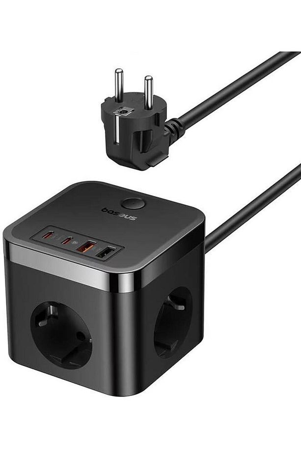 7in1 Masaüstü Şarj İstasyonu 30W 1.5Mt  2 USB 2 Type-C Şarj Başık Ve 3 AC Priz Çoğaltıcı - 1