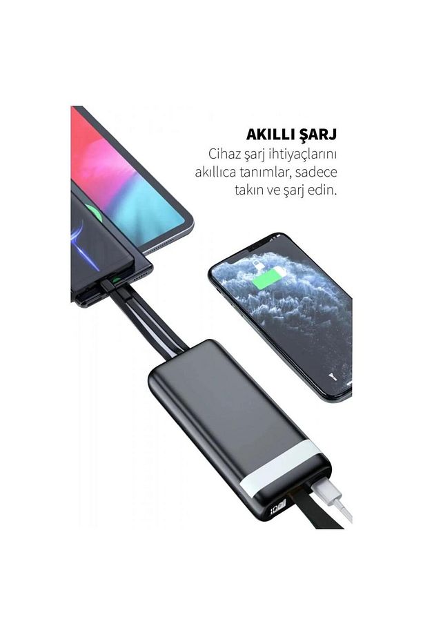 Pw-86 30.000 Mah 1xusb Kamp Işıklı Lcd Gösterge Dahili Mikro Type-c Lightning Powerbank - 2