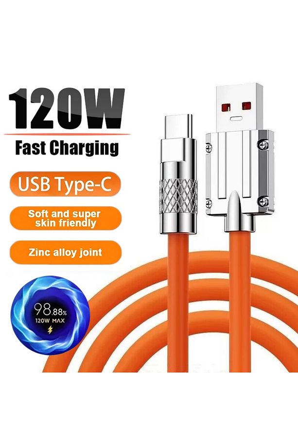Type C Uyumlu 120 Watt 6a Turbo Hızlı Şarj Uyumlu Data Kablosu - 1