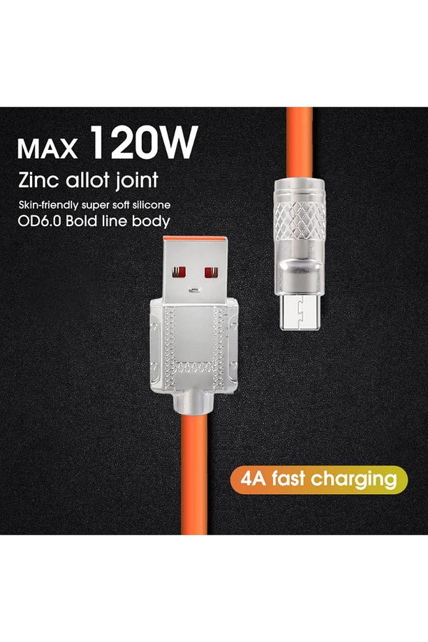 Type C Uyumlu 120 Watt 6a Turbo Hızlı Şarj Uyumlu Data Kablosu - 5
