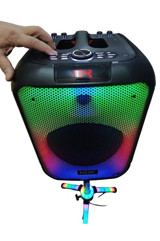 MİKROFONLU BLUETOOTH HOPARLÖR LED IŞIKLI TAŞINABİLİR ŞARJLI SES SİSTEMİ TF KART USB FM RADYO 1600W - 3