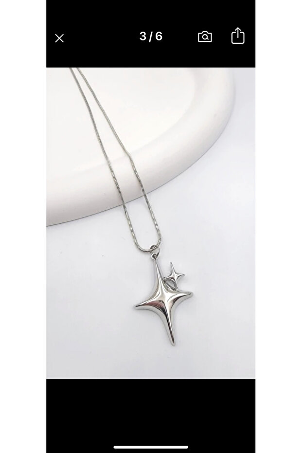 Çapraz İki Yıldız Kolye - 2