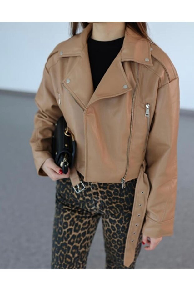 Kadın Ceket Camel Deri Ceket - 2