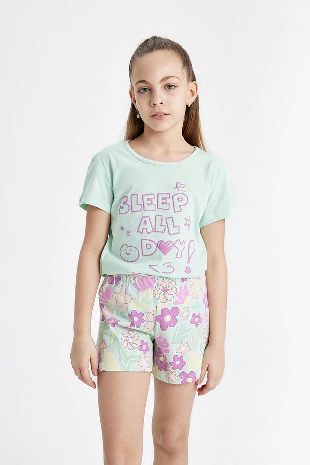 Kız Çocuk Pijama Takımı Baskılı Kısa Kollu Üst Şort C2840a824sm - 4