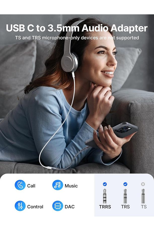 Usb-C Type-C To 3,5 mm Kulaklık Jack Hifi Adaptörü Aux Ses Dönüştürücü Kulaklık Kablosu CM0011 - 6