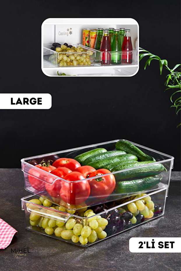 MİHEL Gloss 2'li Large Kapaksız Buzdolabı & Dolap Içi Düzenleyici Organizer