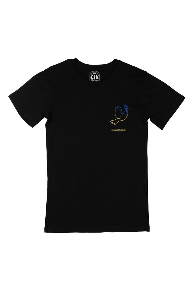 Slava Ukraini Logo Black T-Shirt with Pocket Logo Design