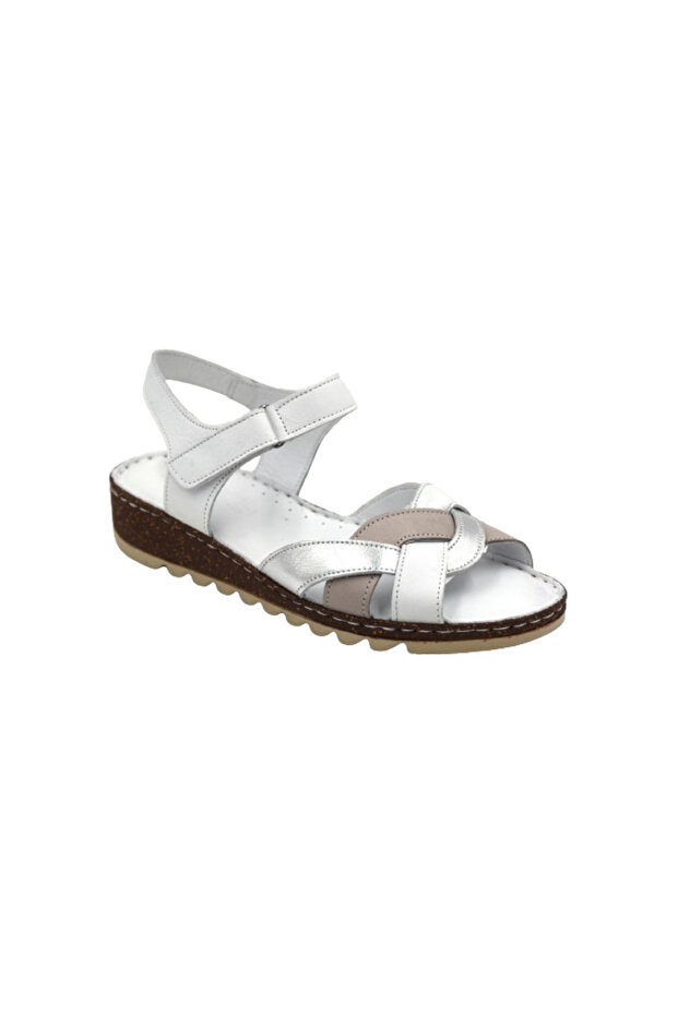 (Clavi) Genuine Genuine Leather Poly Light Sole Stitched Casual Women's Comfort Sandals WHITE