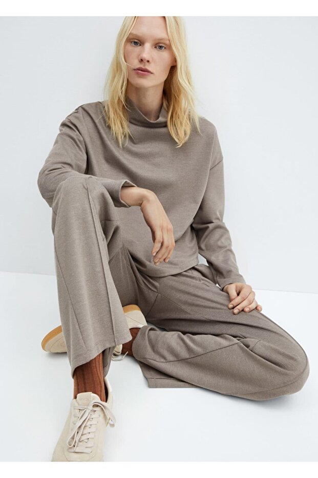 Boğazlı degaje yaka sweatshirt - 5