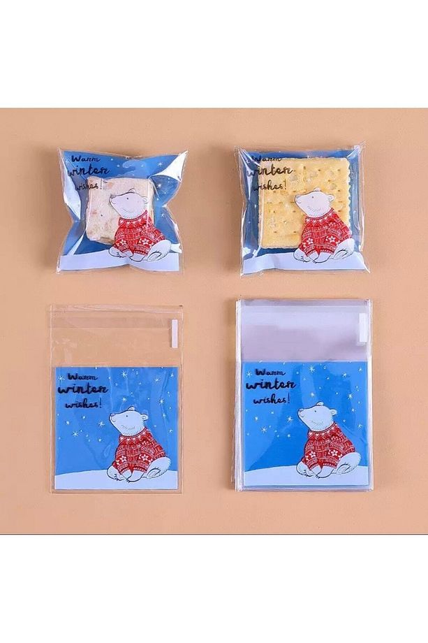 Bantlı Şeffaf Desenli Poşet Opp 7x7 Cm 95 Adet - 1