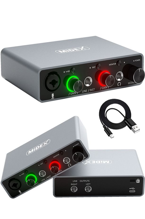 Glx-700gr Xlr Üst Segment Usb Stüdyo Ses Kartı 2 Giriş 2 Çıkış 24bit/192khz - 1
