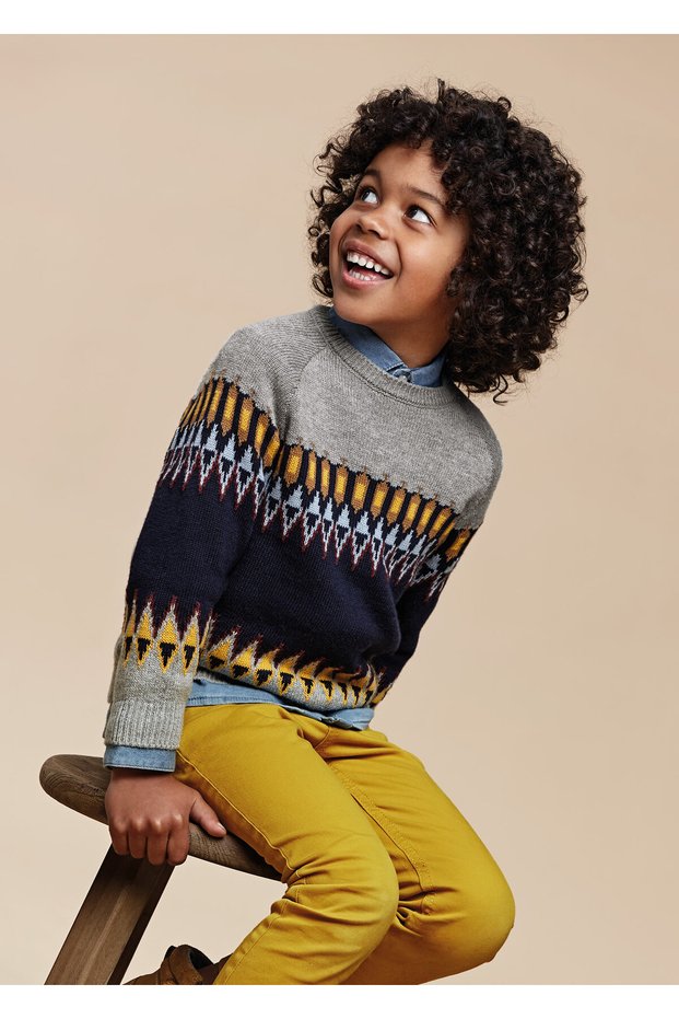 Boy's Sweater-Grey-Navy Blue