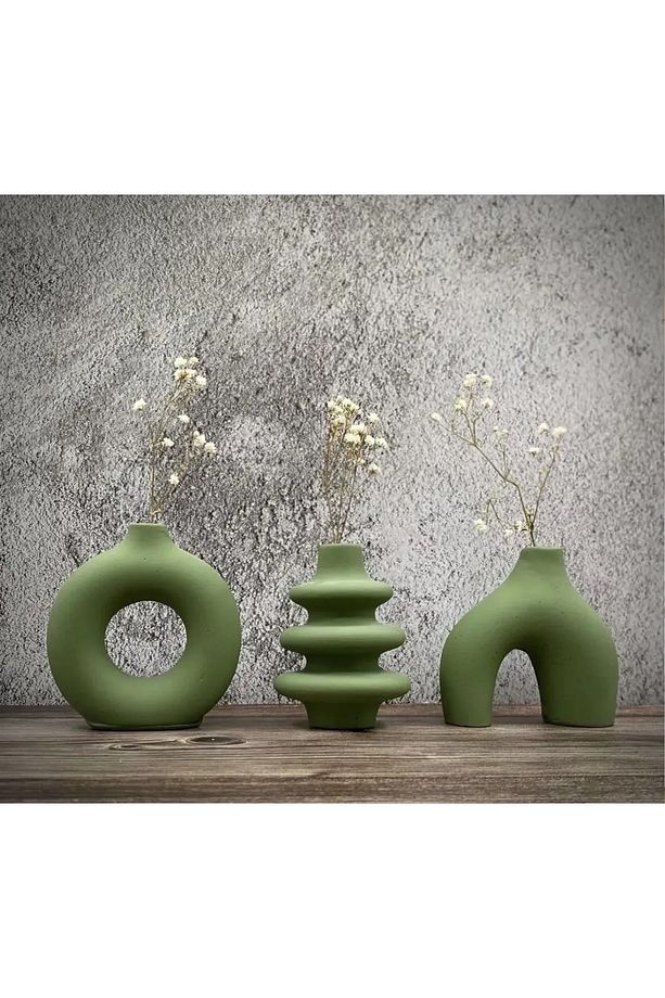 Bumbum Minimal Vazo Set 3'lü Bohem Biblo Minyatür Dekoratif Vazo 10cm - 1