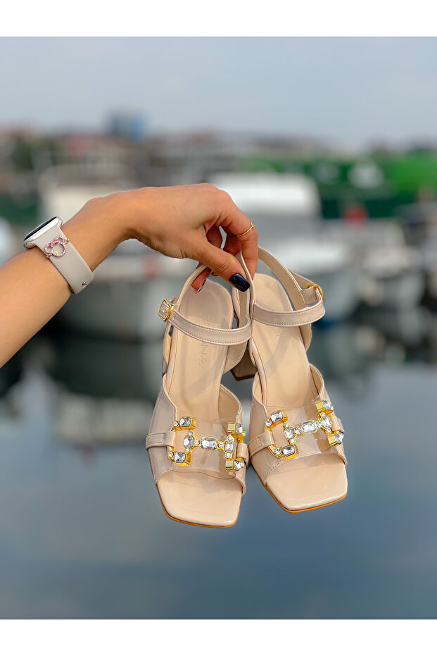 SANDALE CU TOC ARYA BEJ - 7